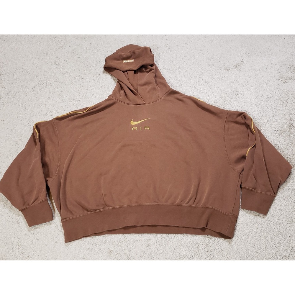 Nike Sweatsuit Women XL Brown Cropped Oversize Hoodie Sweatshirt Jogger Set READ - Picture 2 of 16